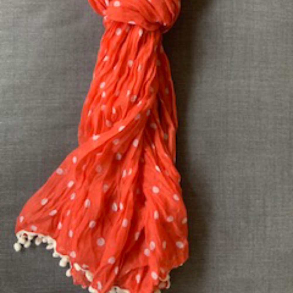 Ann Taylor Coral cotton polka dot scarf